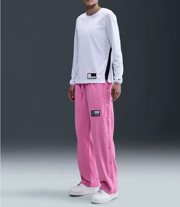 Nike Pants - Nike Womens Fleece Tear Away Basketball Pants Pink Side Snap Button Track XL NEW